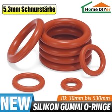 Silikon O Ring ID Φ 30-530mm Schnurstärke 5.3mm VMQ Dichtring Dichtungsringe Rot