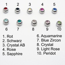 8 Stück Ersatzkugel Piercing Kugel Edelstahl Schraubkugel Stein Kristall