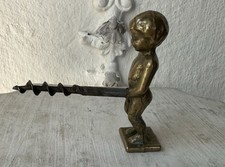 Originelle Vintage Messing Wein Korkenzieher-/Korkendreher- Figur „Manneken Pis“