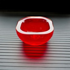 Rote Murano Schale 60er-70er