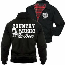 Herren Harrington Jacke Country Music and Beer Western Cowboy motive sprüche