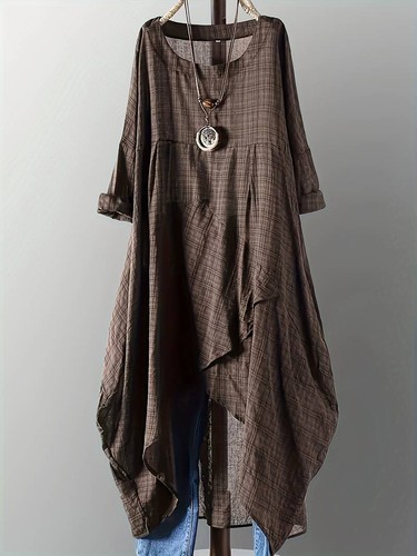 Lagenlook zipfel kleid braun - lagenlook,