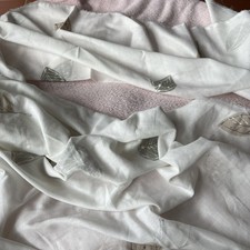 2x Stoffreste weiß Durchsichtig Mit Blättern Grau Braun Je Ca77x150 Cm & Zugabe