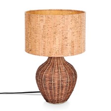 HOFSTEIN Amantea Tischlampe Tischleuchte Rattan/Korbgeflecht/Kork in Natur/Braun