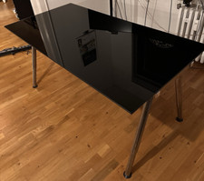  Schreibtisch 160x80 cm Glastisch Glas Galant Ikea schwarz