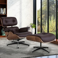 Vintage Lounge Chair und Ottoman Clubsessel Echt Leder Walnuss Braun