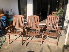 Klappbare Hochlehner  ||  gebraucht  ||  3 Stühle  ||  aus massivem Teakholz