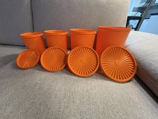 Tupperware (Serie Sevalier) Vintage, orange ,Sonnendeckel, 4er Set, Nr. 805-15