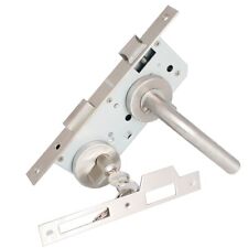 EDELSTAHL Einsteckschloss Rund 85/45 Gartenschloss Tor Tür Schloss KOMPLETT  