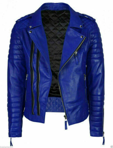 Herren lederjacke royalblau - lederjacke,
