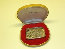 RONSON "VENUS" POCKET LIGHTER W. LEATHER COAT - OVP - MADE IN GERMANY - NICE