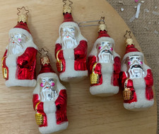 5x Christbaumschmuck Weihnachtsmann Glas Vintage Nostalgie ca. 8,5cm '