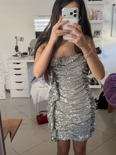 Silber kurzes kleid - kurzes, zara
