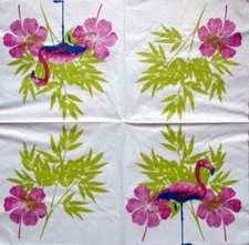 3 Servietten ~ Pink Flamingo im Gras Vogel Exot
