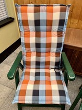 SUN-GARDEN Gartenstuhl-Auflage Hochlehner, blau-orange-kariert-50x120cm