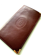 Cartier Geldbörse Portemonnaie Long Bifold Wallet Rot Bordeaux Leder Original