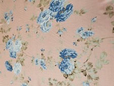 0,5m Viscosestoff altrose Rosen blau Blumenmuster  f. Hosen,Röcke,Kleider,Blusen