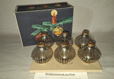 alte Lauscha Fadenkugeln 6 Stück golden  DDR Christbaumschmuck vintage