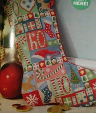 Stickvorlage, Kreuzstich, " Weihnachtsstiefel im Patchwork- Stil   "  