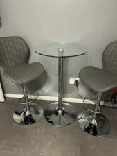 1m hoher runder klarer Tisch - Moderne Chrom Küche Esszimmer Frühstück Bar Möbel