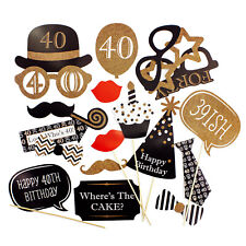 20 Fotorequisiten Fotoaccessoires Foto Booth 40. Geburtstag Feier Party Masken