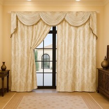 Verdunkelungsvorhang Gold• Barock Stil Set inkl. Querbehang Ca.300x250 cm