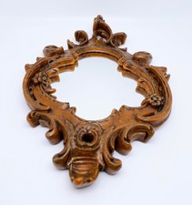 Spiegel Wachs Rahmen Relief  Holzoptik verziert Vintage Deko Wachskunst Kunst