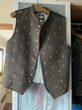 Trachtenweste Herren Größe 54 Braun mit Stickerei Trachtenweste Loden