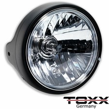 ToXx Motorrad Haupt Scheinwerfer 7Zoll H4 schwarz universal für 12V e-geprüft