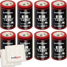 8x Kraftmax Lithium 3,6V Batterie LS 14250 - 1/2 AA - LS14250 Li-SOCl2 Batterien