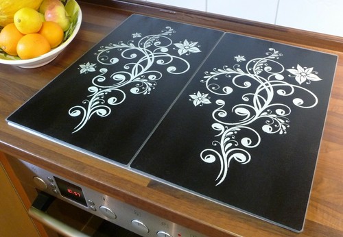 Herdabdeckplatte glas 2er set - glas,