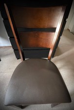 Holzstuhl mit Premium-PU-Leder-Bezug - dunkelbraun - TOPZUSTAND - 1-20 Stück