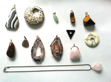 Konvolut Edelstein Anhänger: 13 Stück aus Edelstein  Halbedelsteine + Kristall