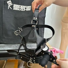 Bondage Kopf Maske Kopfmaske Kapuze 6cm Penisplug Mundknebel Fetisch Harness SM