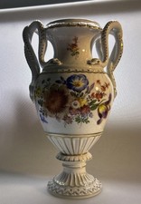Schlangenhenkelvase VASE Schlangen Floral Prunkvase + sehr guter Zustand 24,5 cm