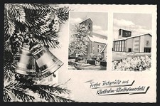 AK Rintheim-Rintheimerfeld, Zwei Kirchen im Winter, Weihnachtsschmuck 