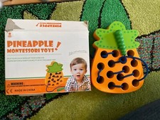 Montessori Holz-Spielzeug Fädel-Spiel Lernspiel Motorik-Spielzeug, Kinder