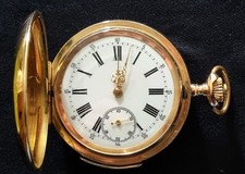 14kt / 585 Gold, ca. 95 g, Herren Taschenuhr Viertelstunden-Repetition