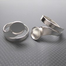 2 Stück 925 Sterling Silber Ring Rohling mit 8mm Fassung zur Schmuckherstellung