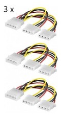 3x PC Y Stromkabel Adapter Molex Kabel 5,25 Stecker > 2x Buchse 4-Pin 50684