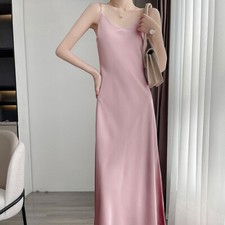 Damen Satin Lang Unterkleid