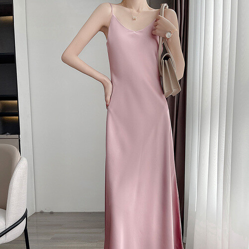 Damen satin lang unterkleid - satin,