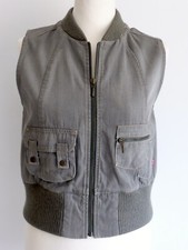 MUSTANG Jeansweste Safari-Stil Military-Look Cotton khaki oliv grün 36-38/S-M