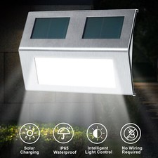 LED Solar Wandleuchte solarleuchte Außenlampe Gartenlampe Solarlampe Edelstahl