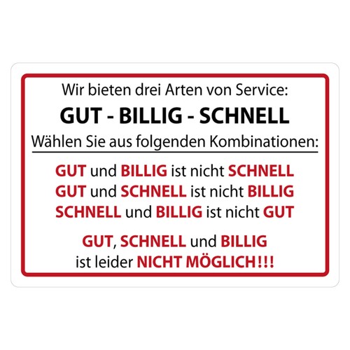 Schild spruch service gut - schild, "service