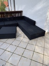 Schwarzes Balkon-Lounge-Set