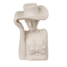 Vase Blumenvase Frau mit Hut