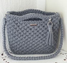 Handtasche Damen-Tasche aus Bobbiny Garn- gehäkelt Handarbeit Jeansblau