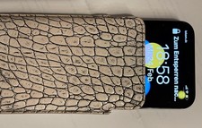 ECHT Leder Phone-Case Handy Hülle Etui Tasche Handyhülle KROKO, Magnetschnäpper