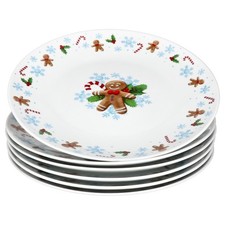 6x Candyman Speiseteller Porzellan 6 Personen Essteller Weihnachten Teller blau